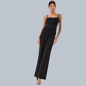 NWT Pistola Marcia Button Black Faux 2-Piece Jumpsuit  - Size XS - MSRP $218